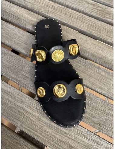 Sandalias con adorno dorado Baunei Noir