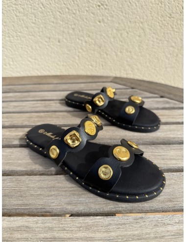 Sandalias con adorno dorado Baunei Noir