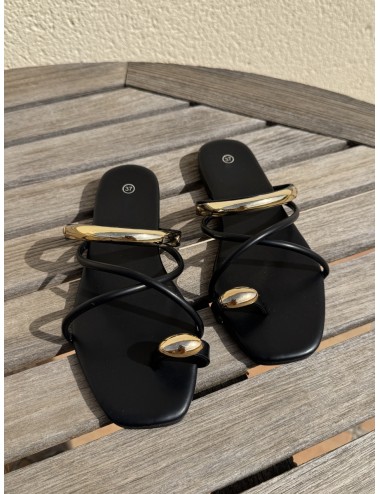 Sandalias con detalle dorado Vernazza Noir