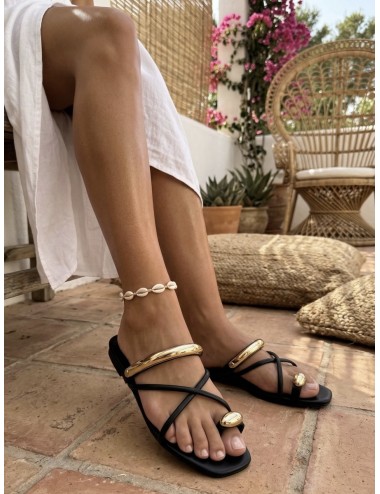 Sandalias con detalle dorado Vernazza Noir