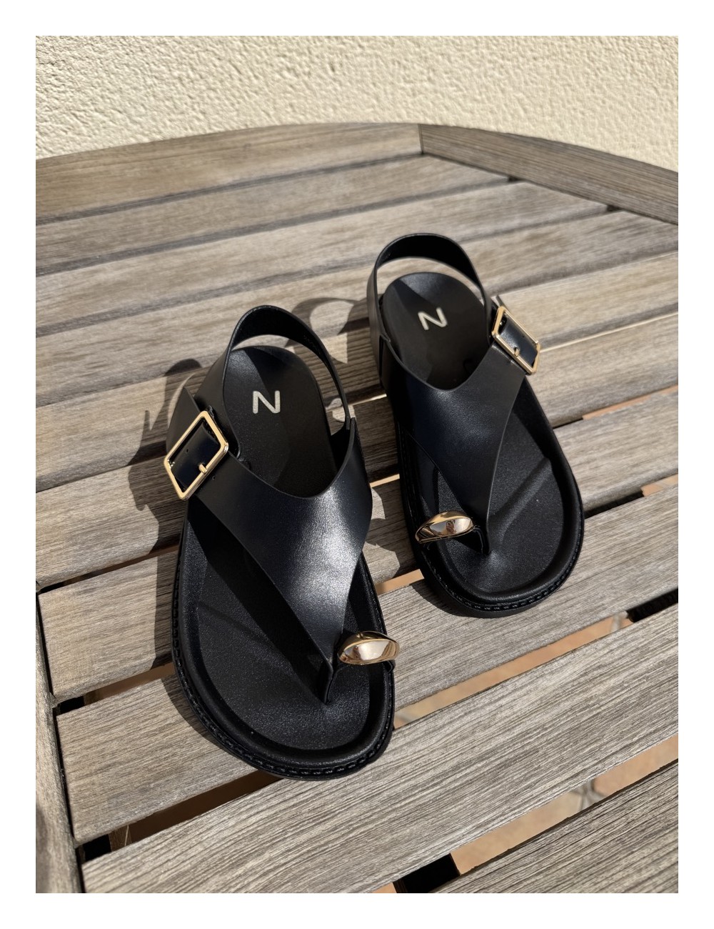 Sandalias con Hebilla Sabbia Noir