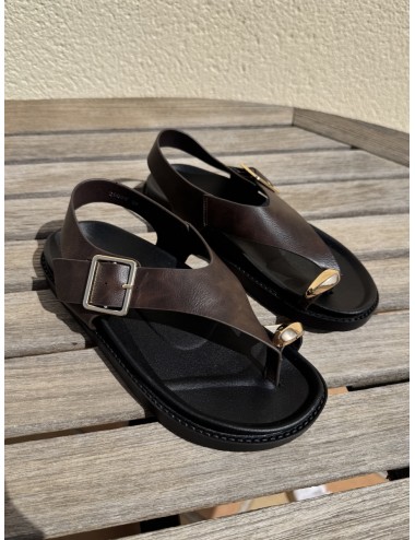 Sandalias con Hebilla Sabbia Brown