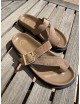Sandalias plana con tachas y hebilla Lecse Khaki