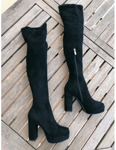 Botas Altas Con tacon y plataforma Portofino Noir