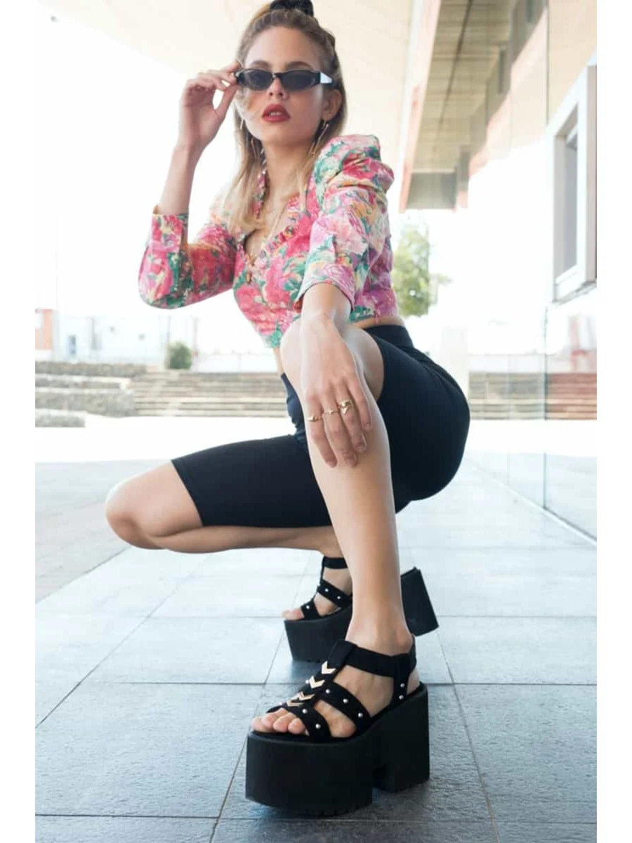 Sandalias con Plataforma Piara Noir