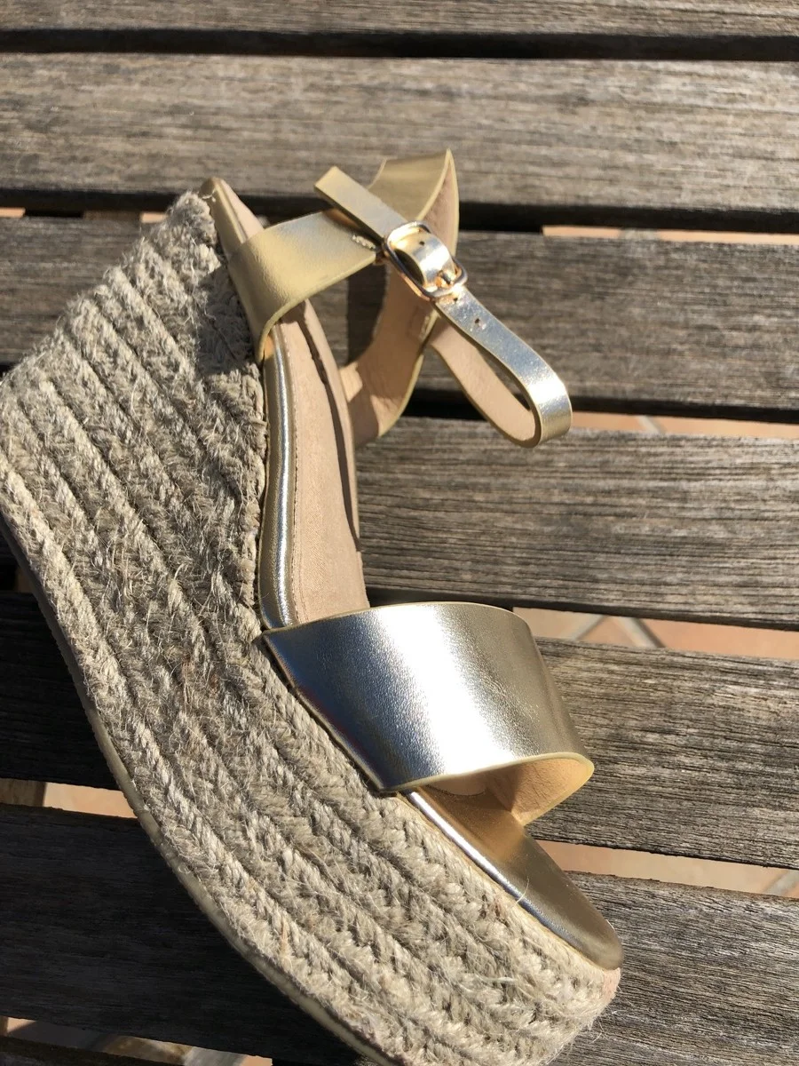 Sandalias con Cuña de Esparto Teglio Gold