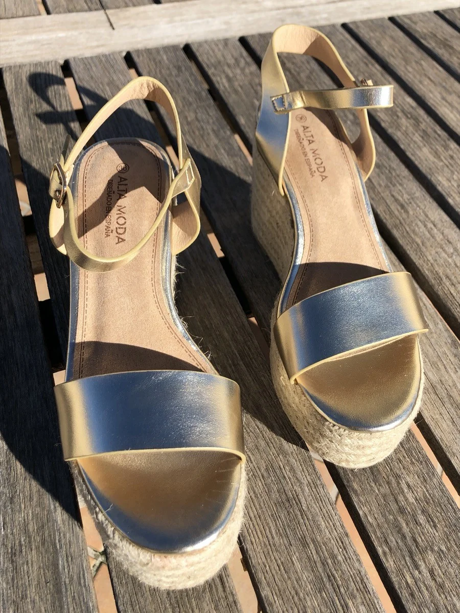Sandalias con Cuña de Esparto Teglio Gold
