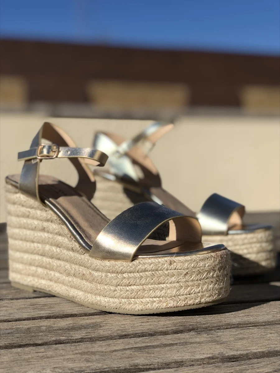 Sandalias con Cuña de Esparto Teglio Gold